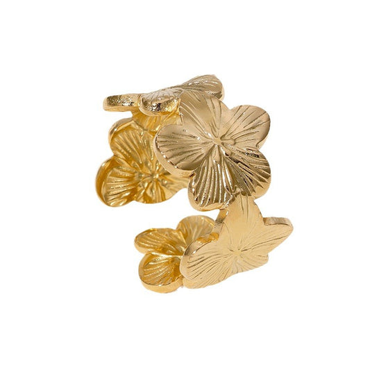 Gilded Petal 18K Gold-Plated Ring – Delicate Bloom