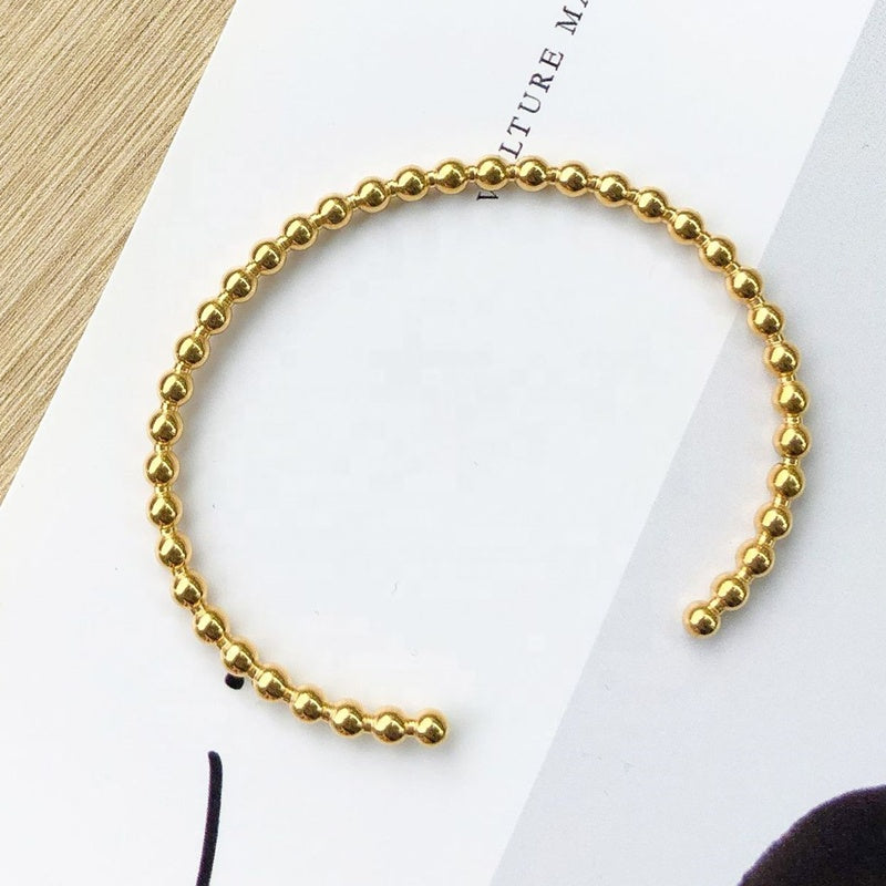 Bold Beaded 18K Gold-Plated Bracelet – Modern Luxe