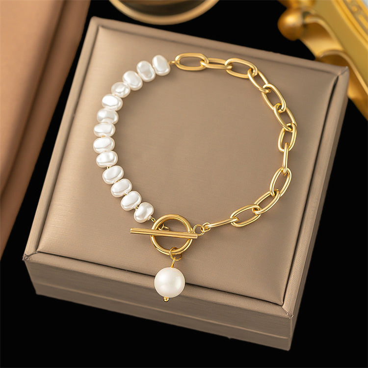 Pearl Harmony 18K Gold-Plated Bracelet – Classic Grace