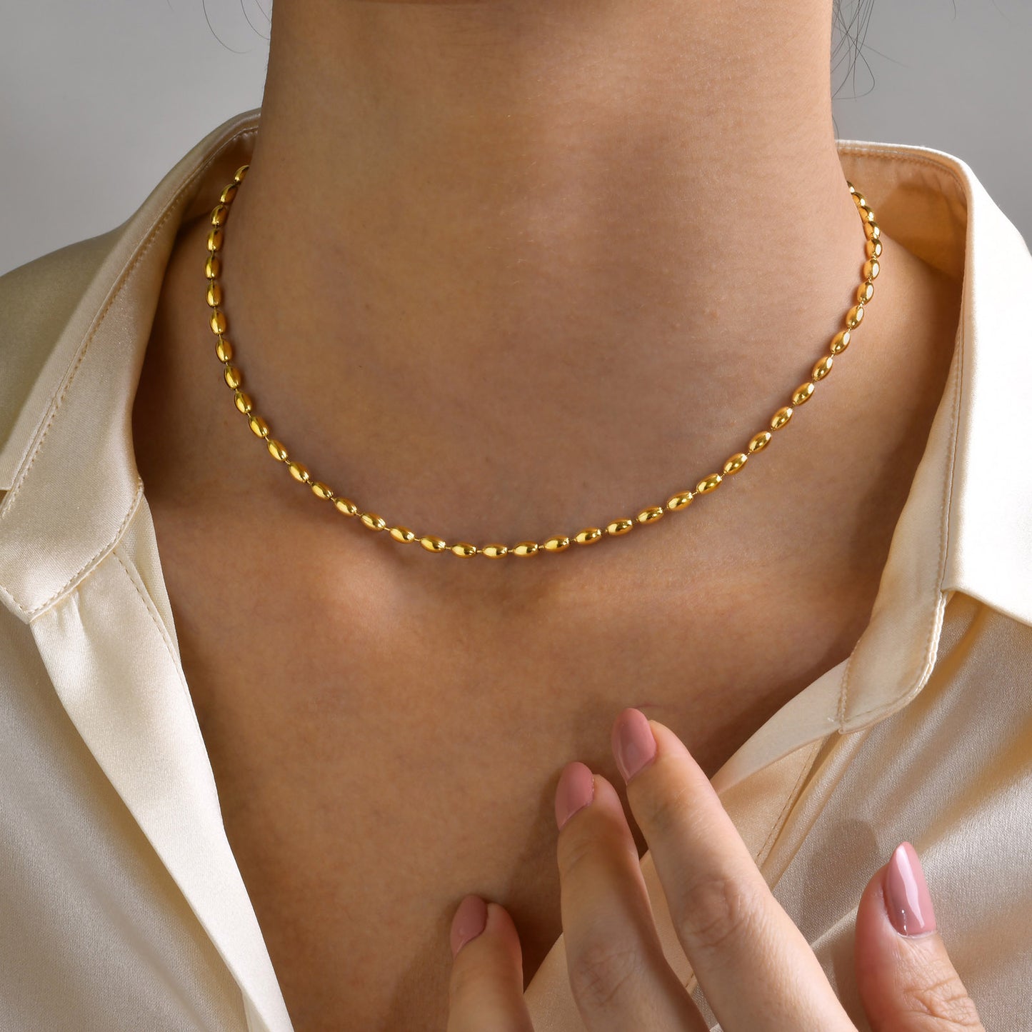 Beaded 18K Gold-Plated Necklace – Timeless Shine