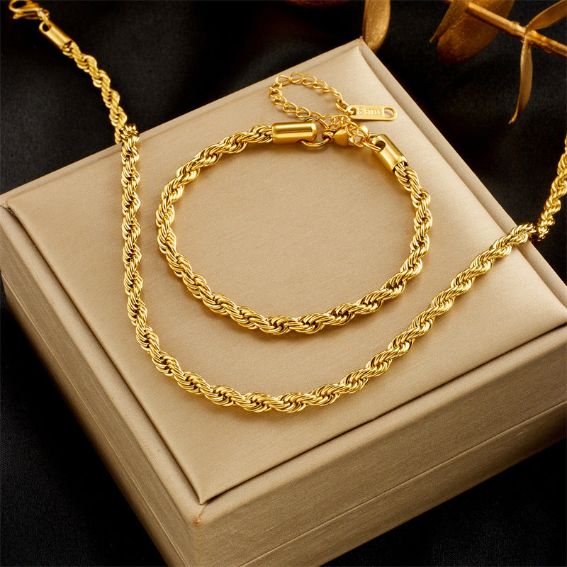 Twist Rope 18K Gold-Plated Set – Classic Texture