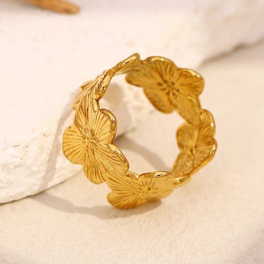 Gilded Petal 18K Gold-Plated Ring – Delicate Bloom