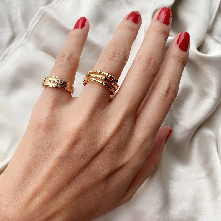 Opulent Knot 18K Gold-Plated Ring – Eternity Design