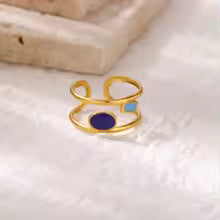 Ovi 18K Gold Plated Enamel Ring