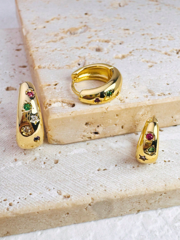 Galaxy Glimmer 18K Gold Plated Mini Hoops