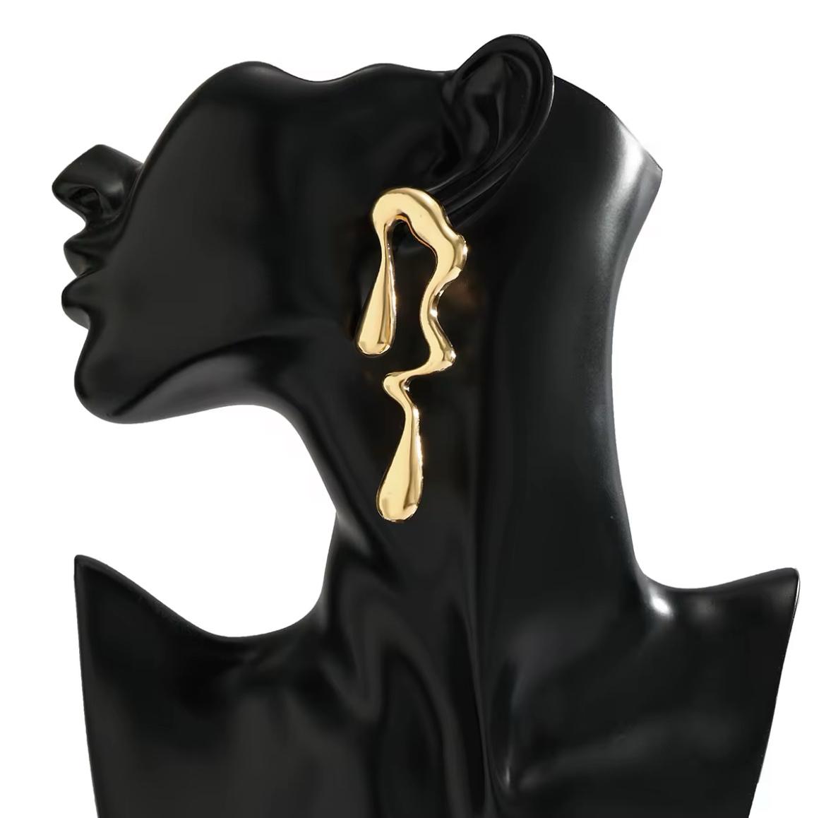 Liquid Glow 18K Gold-Plated Droplet Earrings – Fluid Radiance