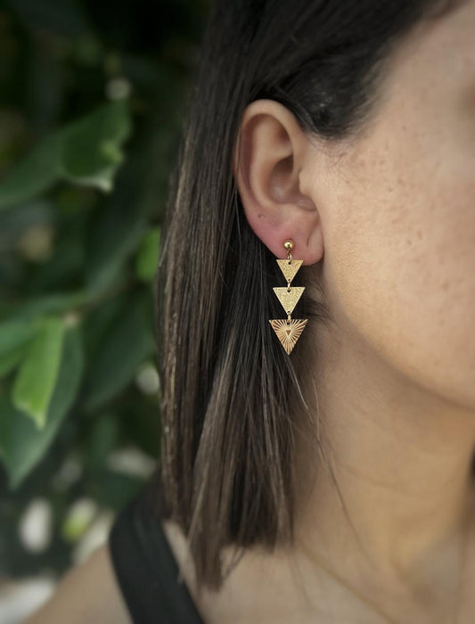 Triangle 18K Gold-Plated Drop Earrings – Sharp Luxe