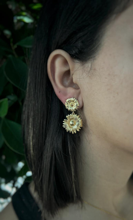 Daisy 18K Gold-Plated Drop Earrings – Petal Glow