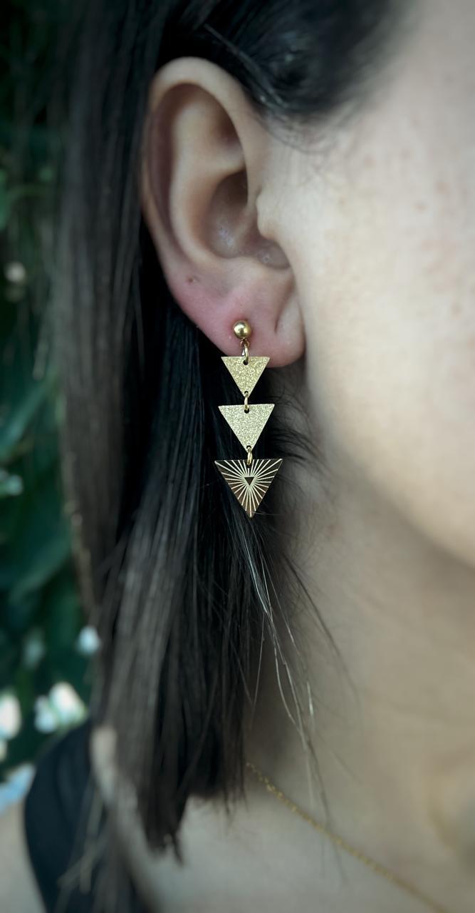 Triangle 18K Gold-Plated Drop Earrings – Sharp Luxe