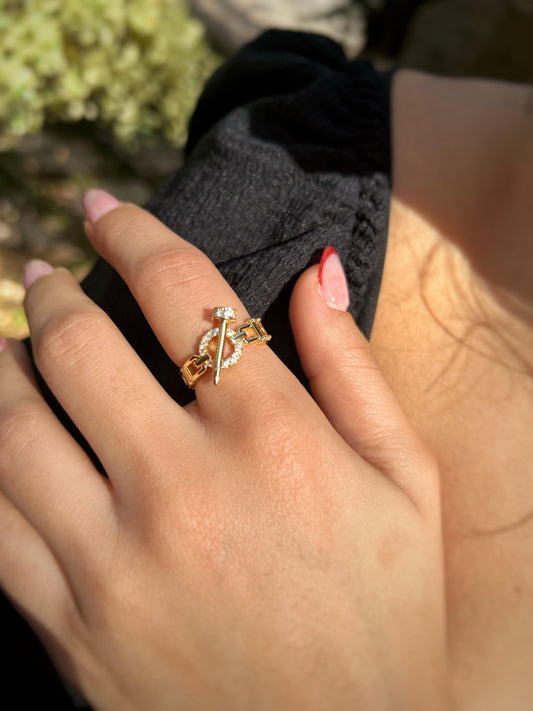 Anchor Chain 18K Gold-Plated Ring – Bold Statement
