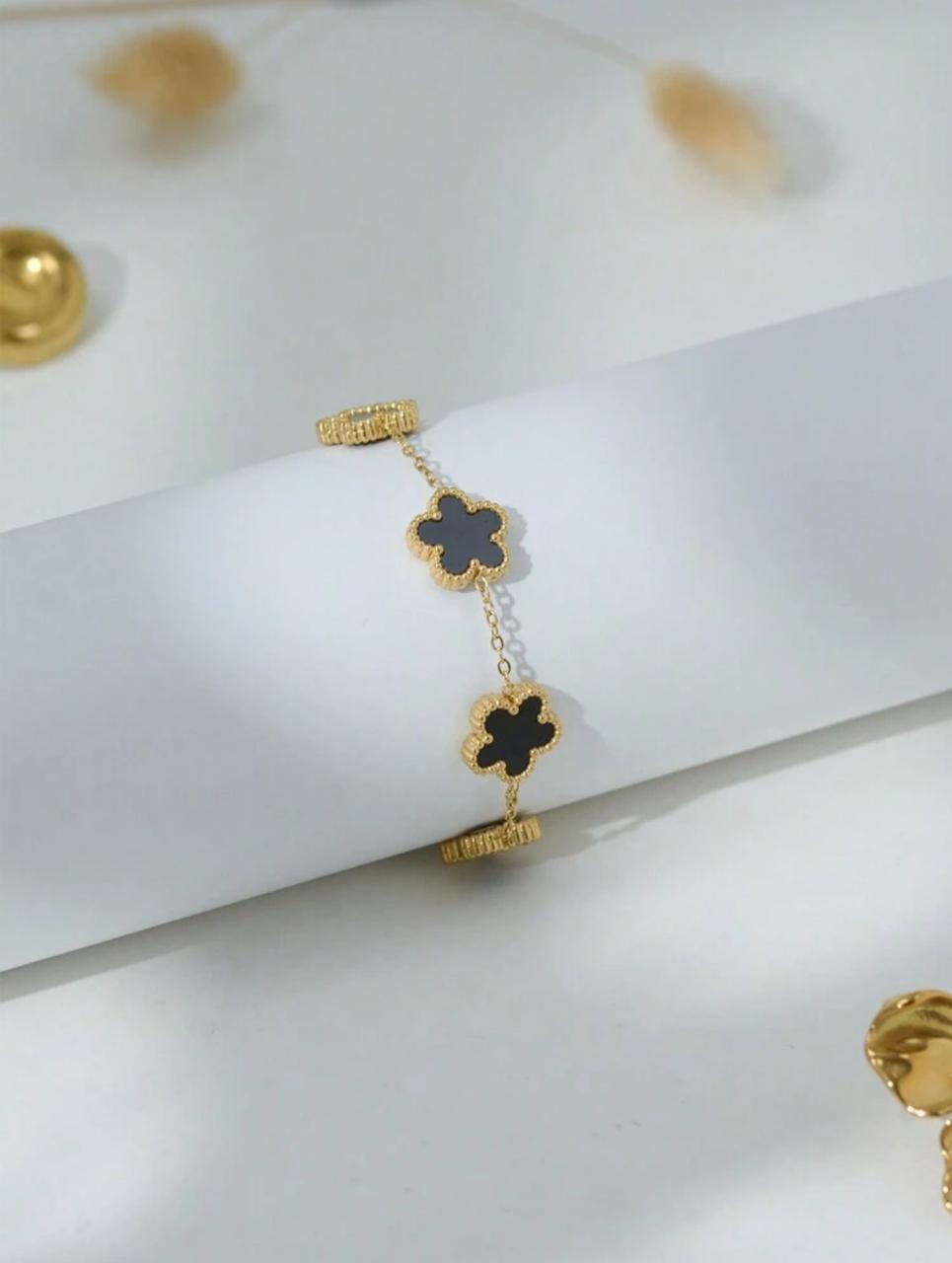 Blossom Charm 18K Gold-Plated Bracelet – Petal Elegance