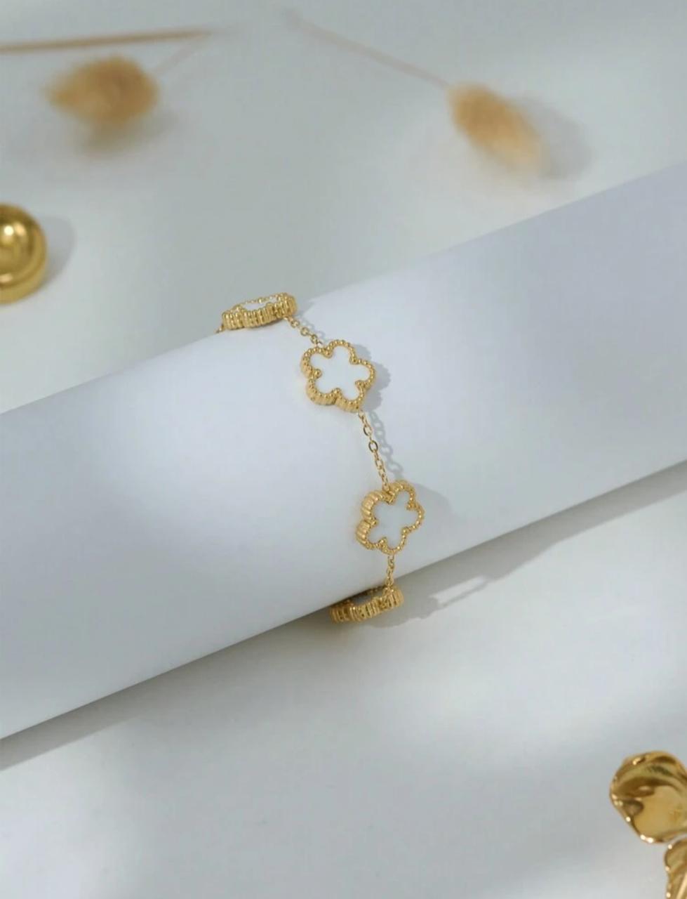 Blossom Charm 18K Gold-Plated Bracelet – Petal Elegance