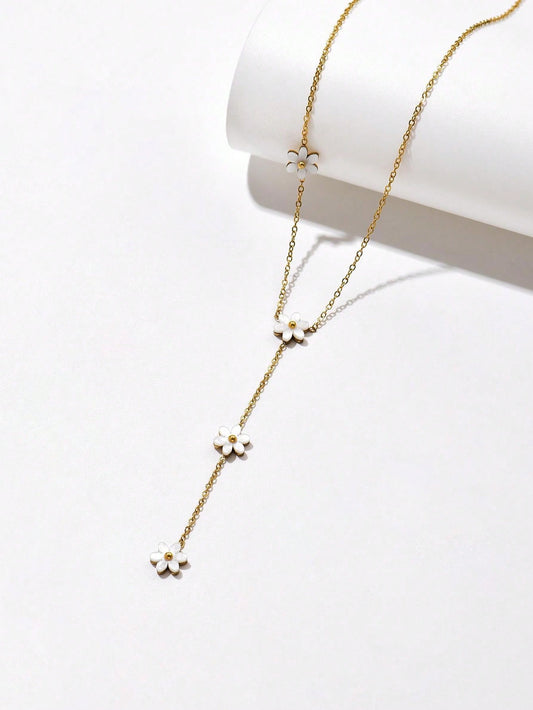Daisy Drop 18K Gold Plated Necklace