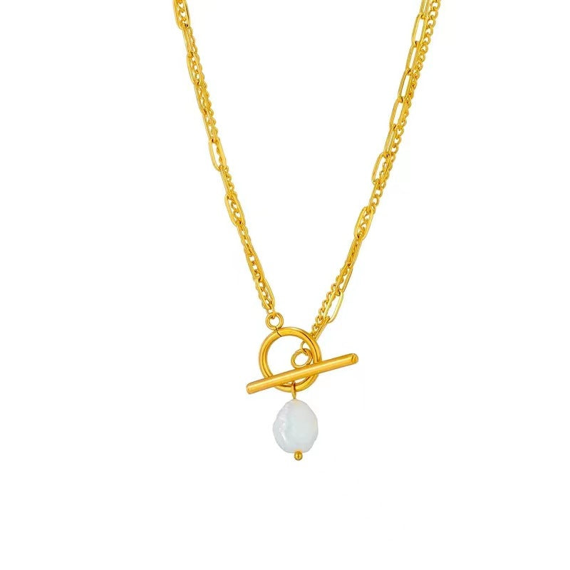 Aurora Layers 18K Gold-Plated Pearl Necklace – Pure Elegance