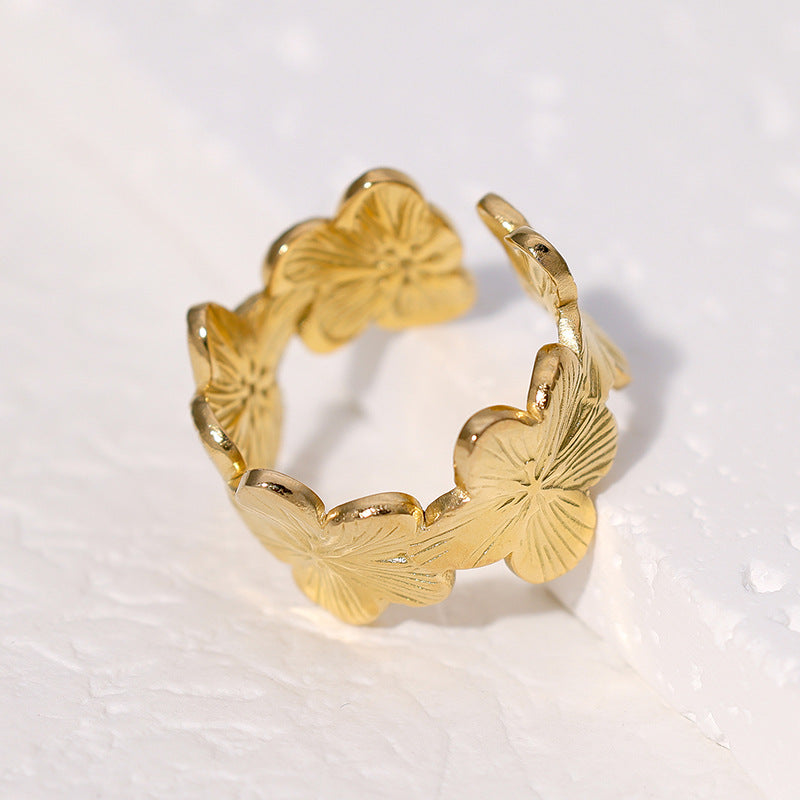 Gilded Petal 18K Gold-Plated Ring – Delicate Bloom