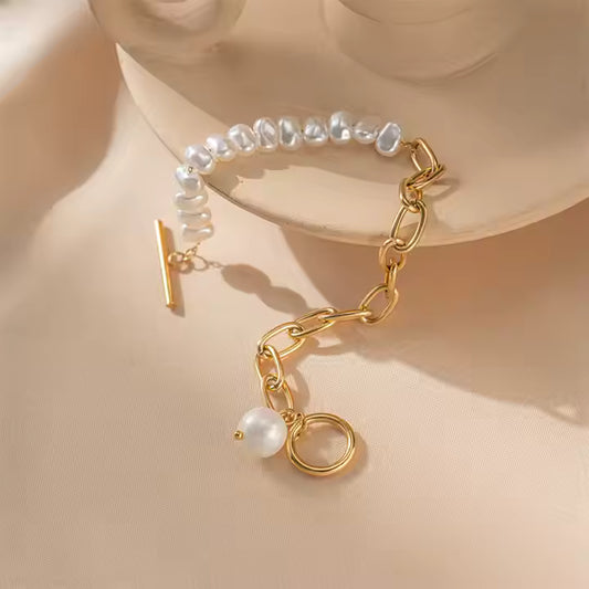 Pearl Harmony 18K Gold-Plated Bracelet – Classic Grace