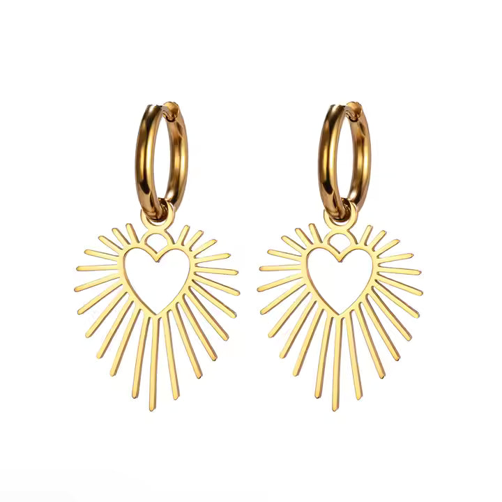 Shining Heart 18K Gold-Plated Earrings – Radiant Love