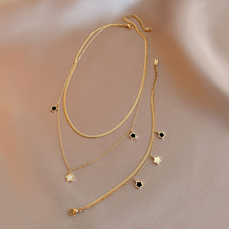 Starlit Charm 18K Gold Plated Layered Necklace