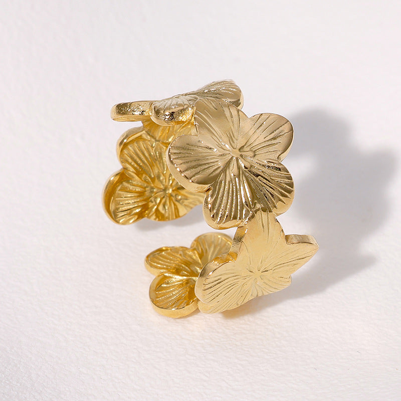 Gilded Petal 18K Gold-Plated Ring – Delicate Bloom