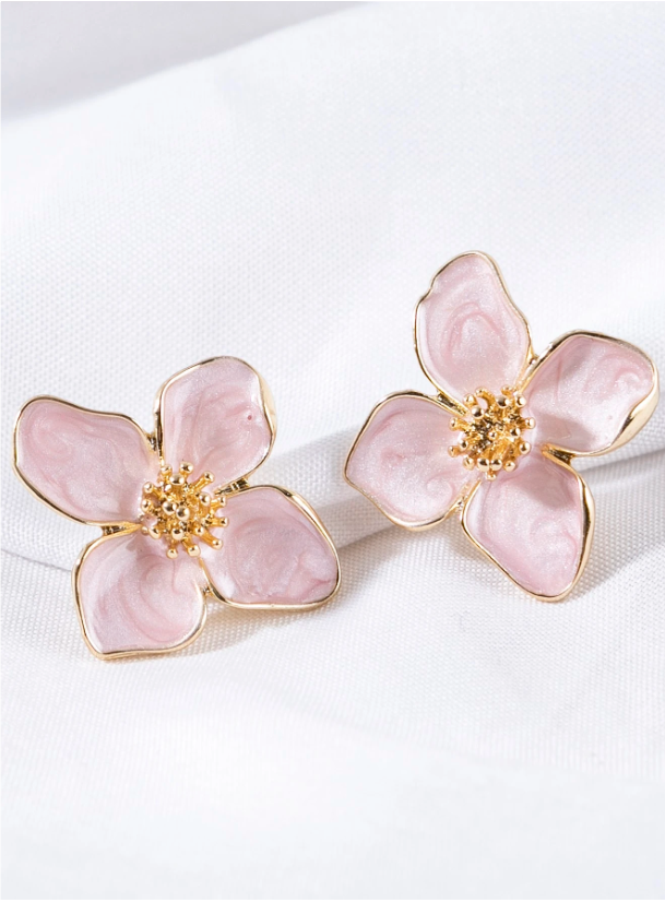 Blush Bloom 18K Gold Plated Statement Studs