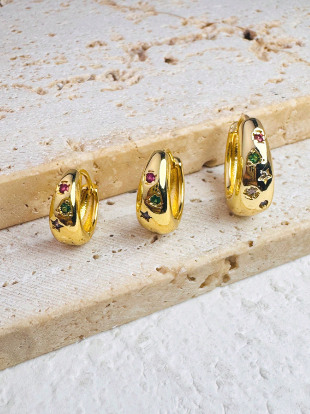 Galaxy Glimmer 18K Gold Plated Mini Hoops