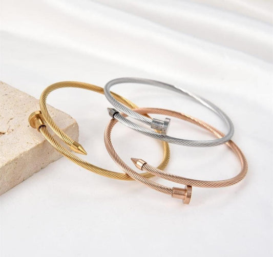 Tri-Tone Helix 18K Gold-Plated Bangles (Set of 3) – Modern Twist