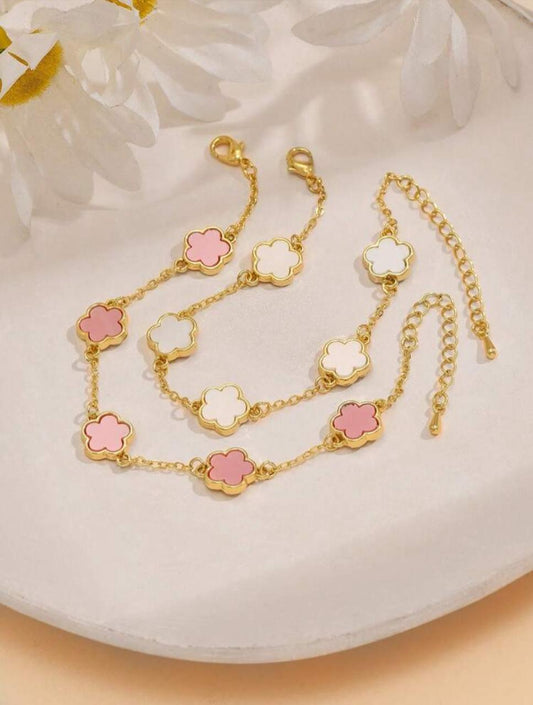 Blossom Charm 18K Gold-Plated Bracelet – Petal Elegance
