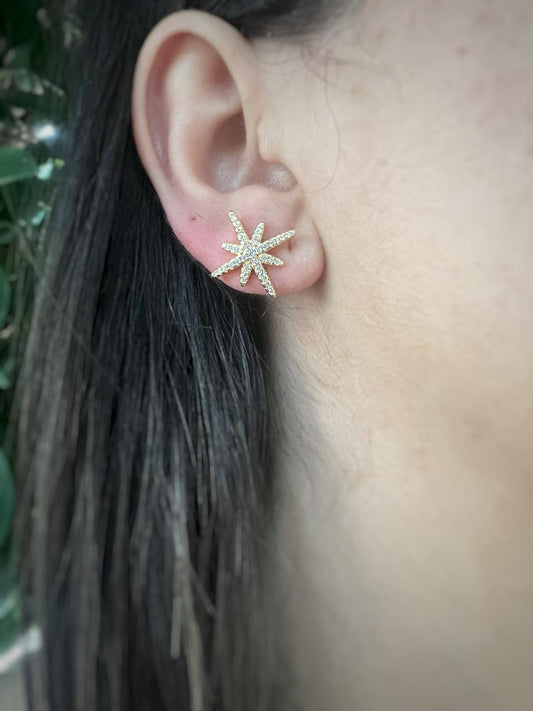 Starlight Sparkle 18K Gold-Plated Earrings – Night Radiance