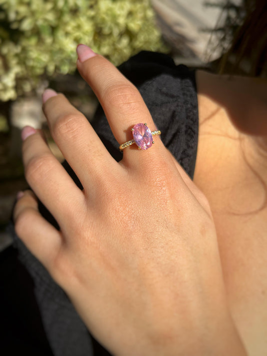 Lavender Light 18K Gold-Plated Ring – Soft Luster