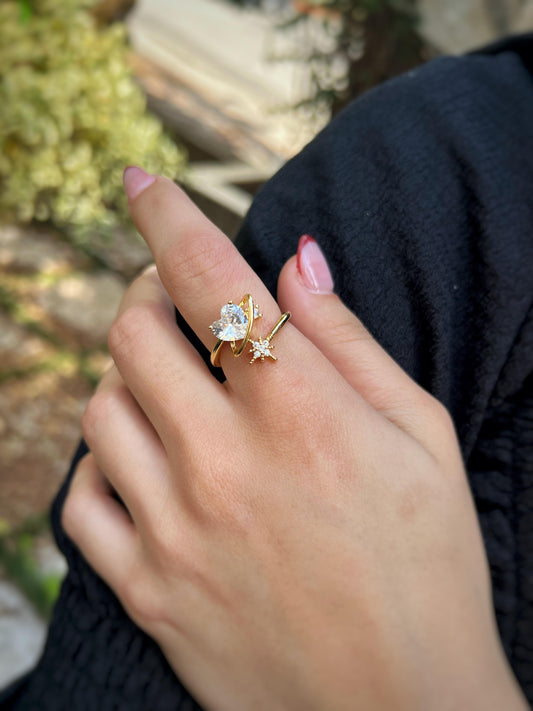 Celestial Grace 18K Gold-Plated Ring – Divine Poise