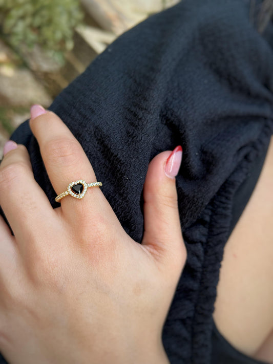 Midnight Sparkle 18K Gold-Plated Ring – Noir Radiance