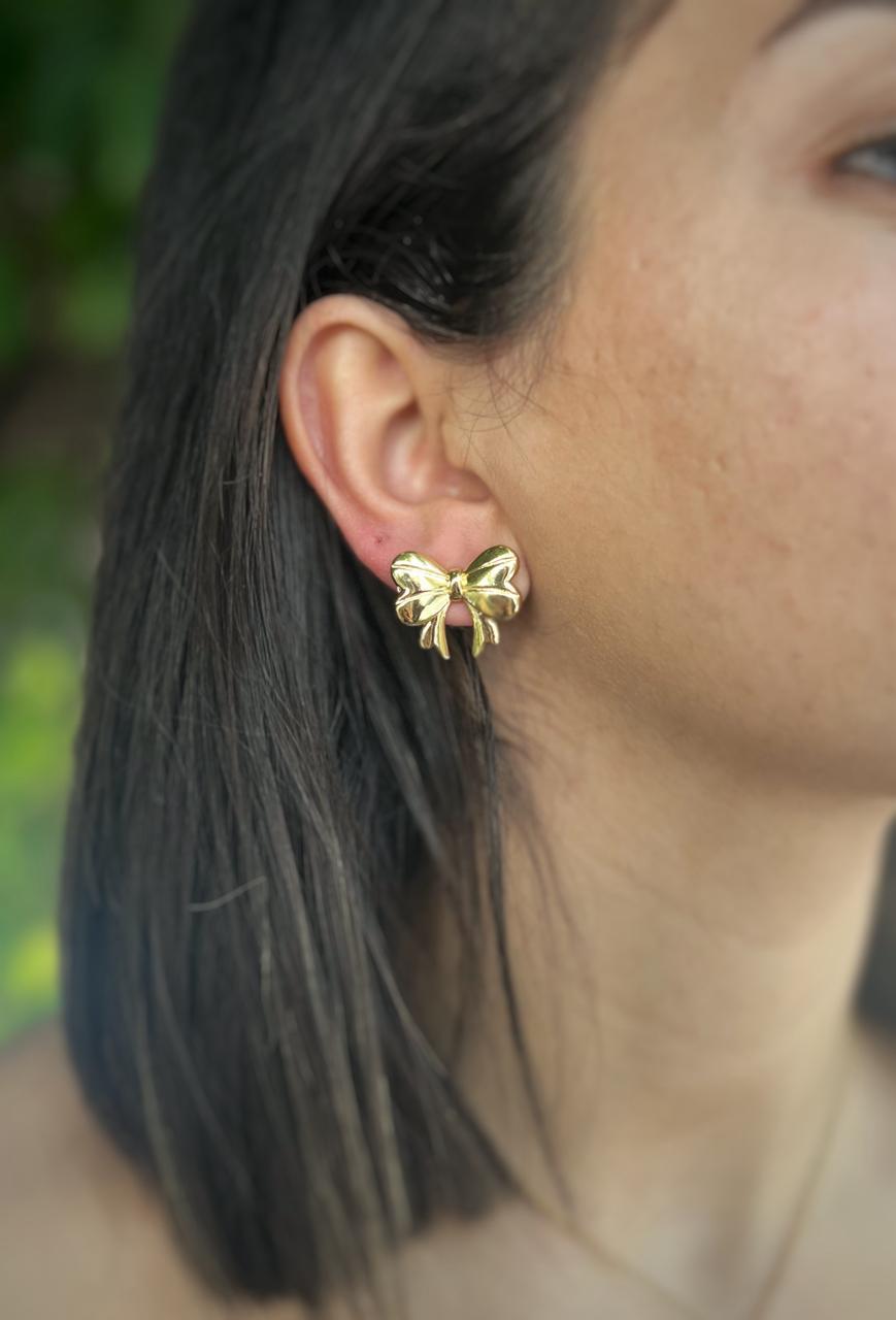 Bow 18K Gold-Plated Stud Earrings – Graceful Tie