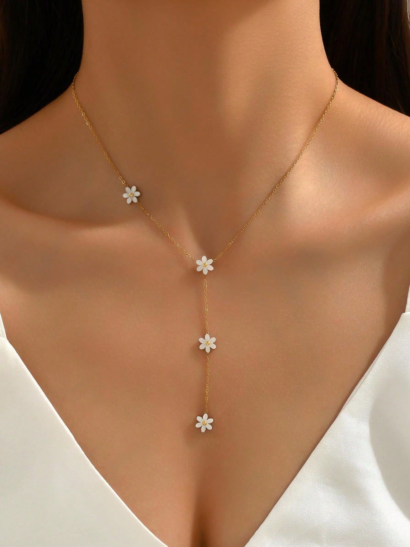 Daisy Drop 18K Gold Plated Necklace